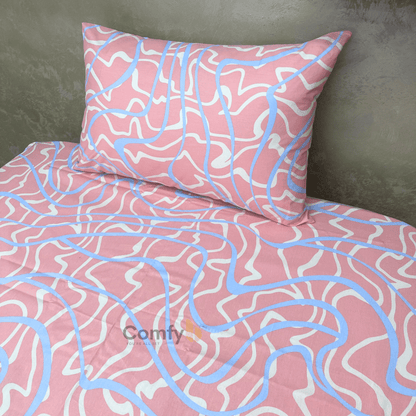 COMFYB 100% COTTON PRINTED FITTED SHEET SET