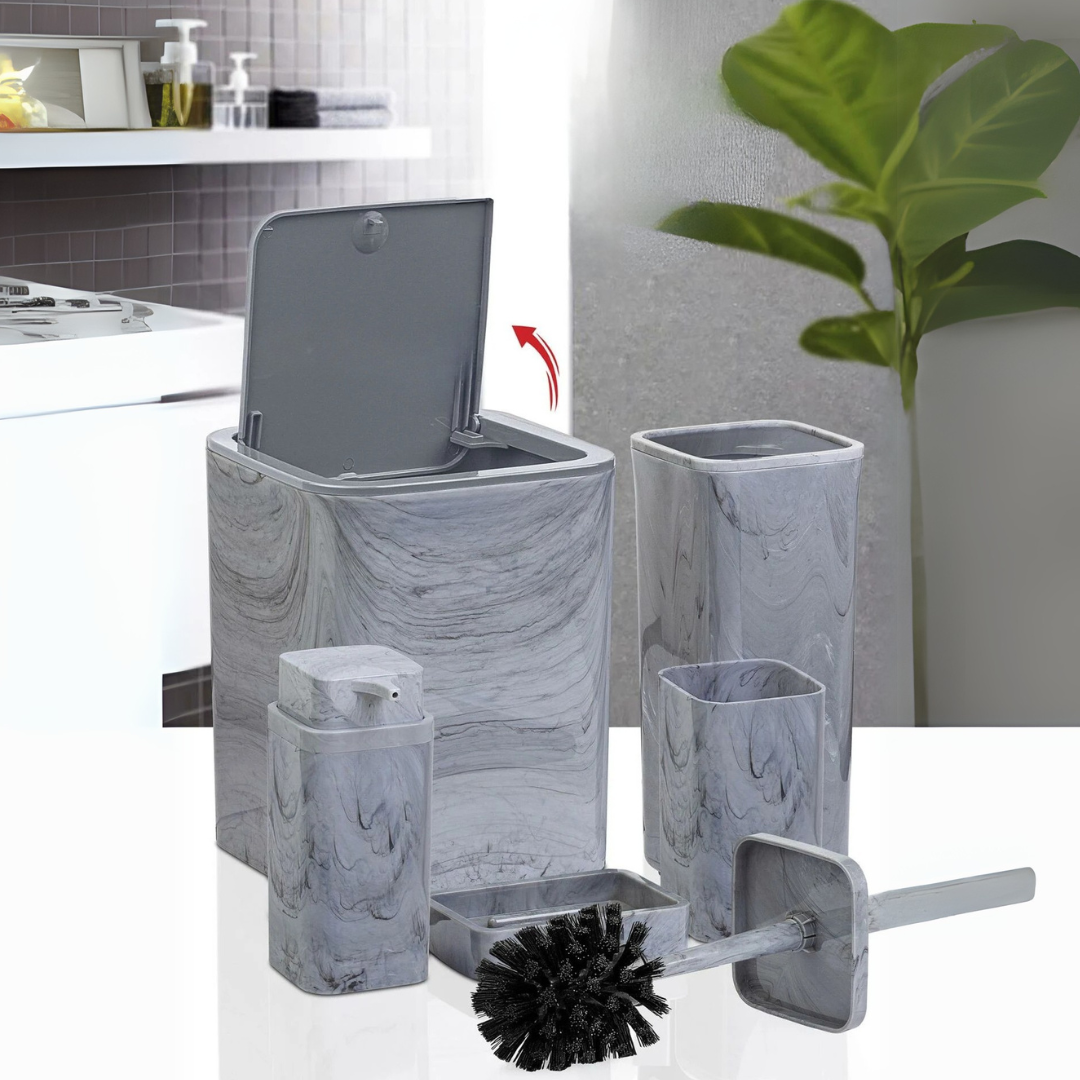 OKY MARBLE SOLID BATHROOM SET SQUARE 5 PIECE