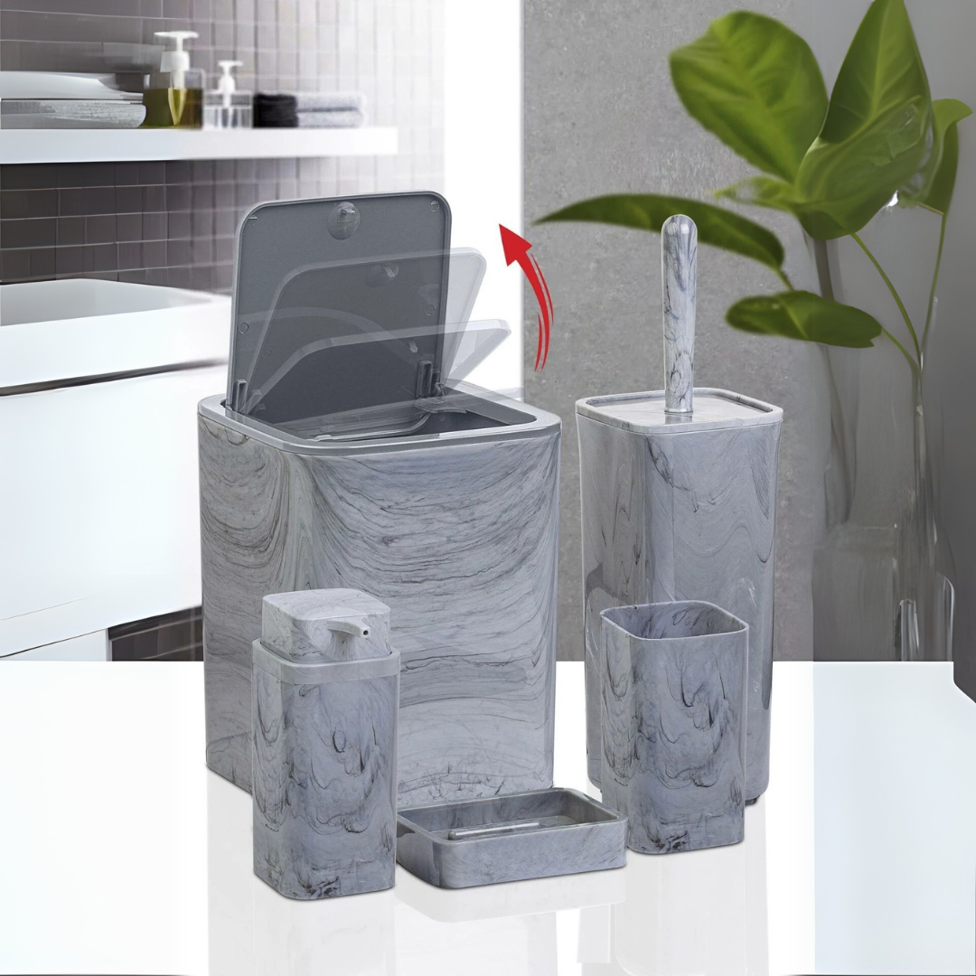 OKY MARBLE SOLID BATHROOM SET SQUARE 5 PIECE