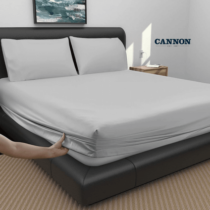 CANNON 100% COTTON FITTED SHEETS SET NEUTRAL