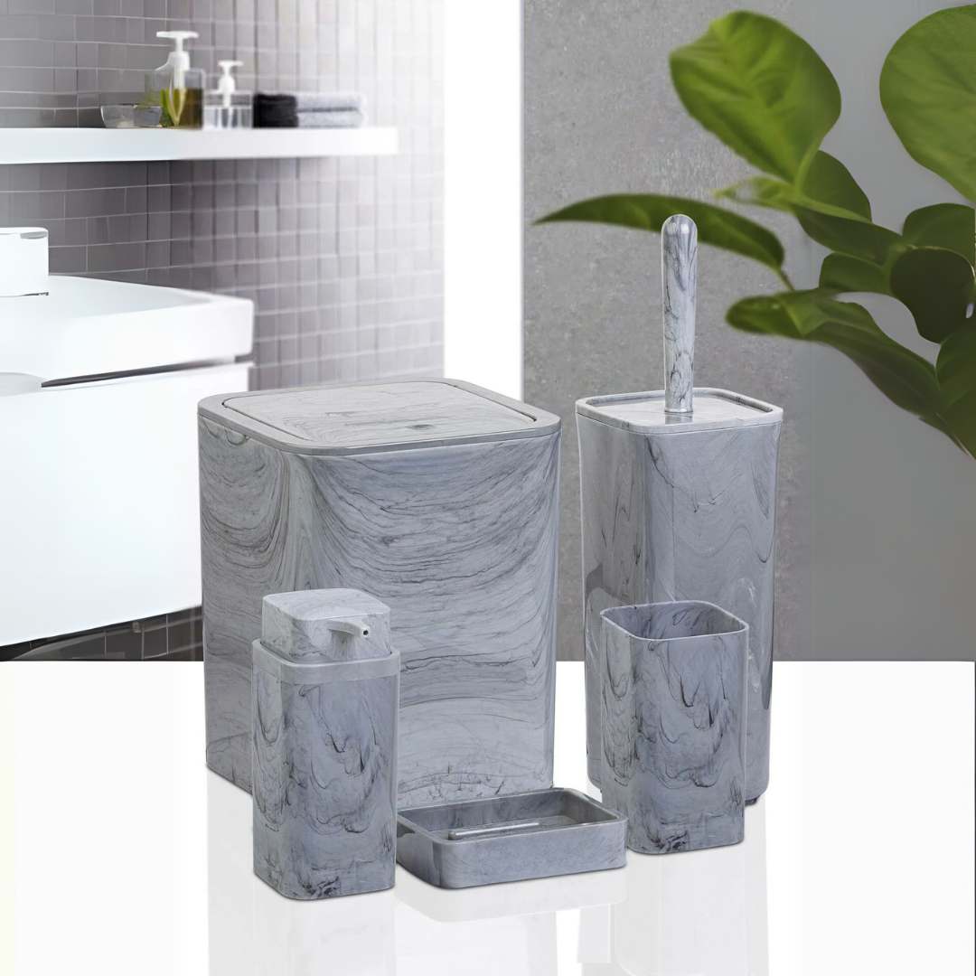 OKY MARBLE SOLID BATHROOM SET SQUARE 5 PIECE