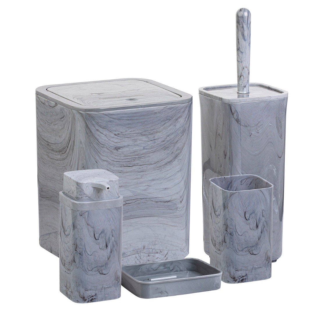 OKY MARBLE SOLID BATHROOM SET SQUARE 5 PIECE