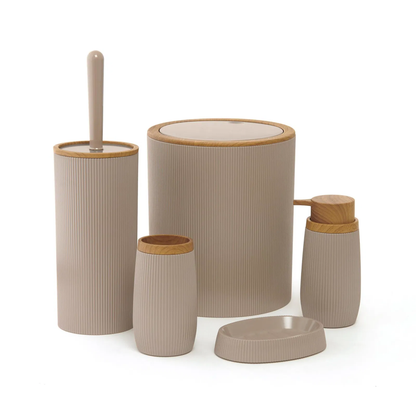OKY BELLA WOOD BATHROOM SET ROUND 5 PIECE