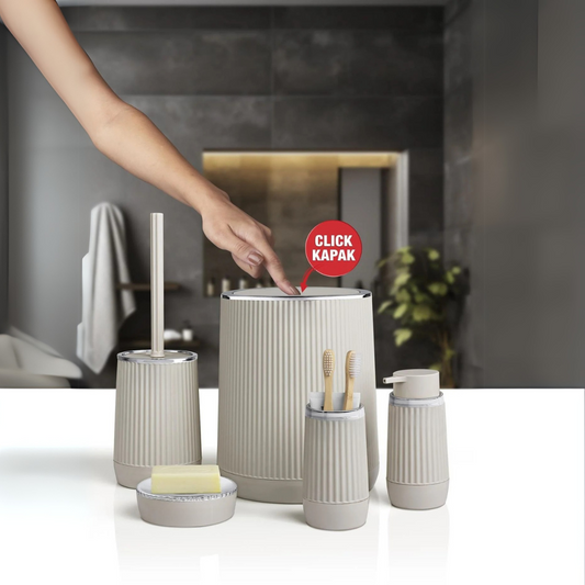OKY NIDA CHROME BATHROOM SET ROUND 5 PIECE