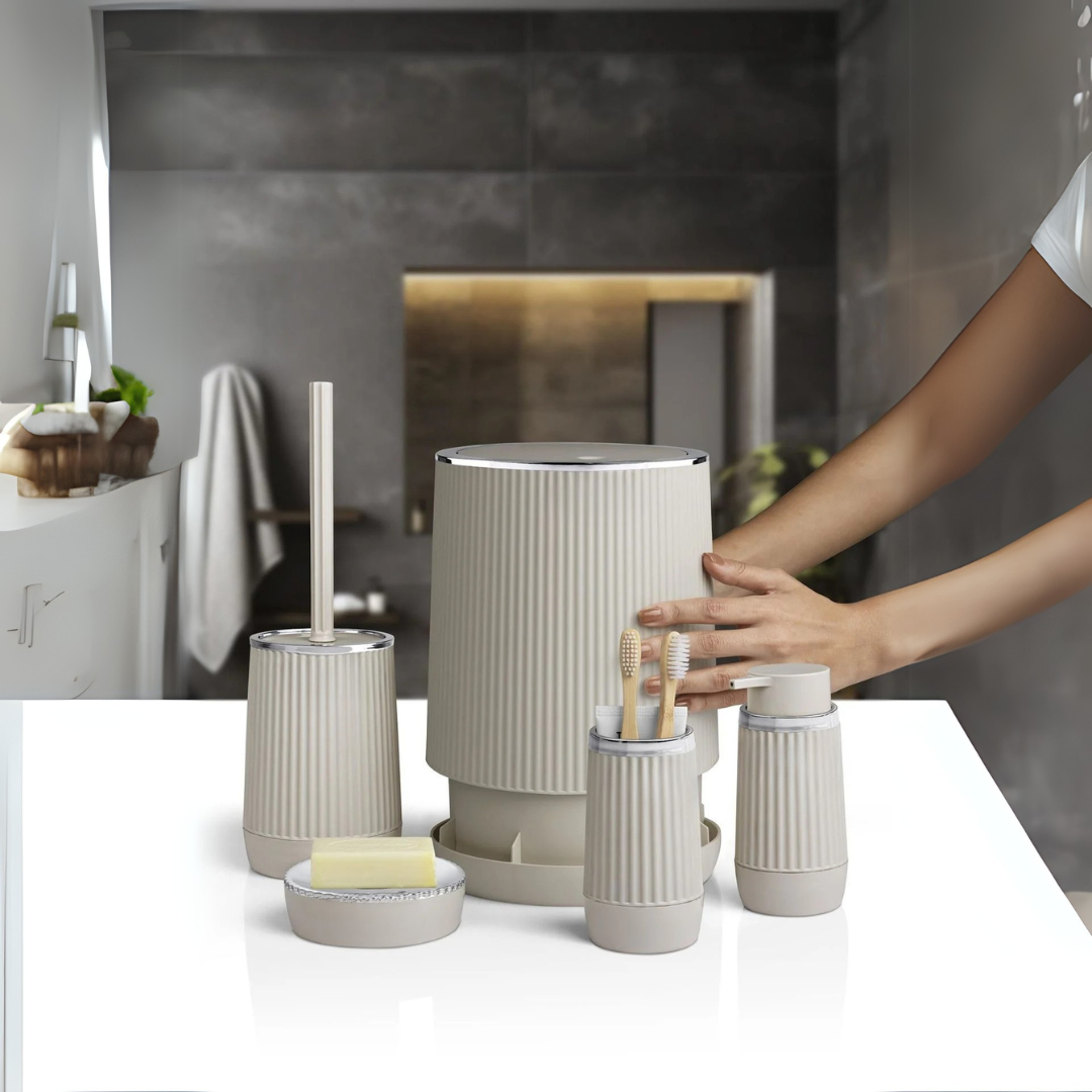 OKY NIDA CHROME BATHROOM SET ROUND 5 PIECE