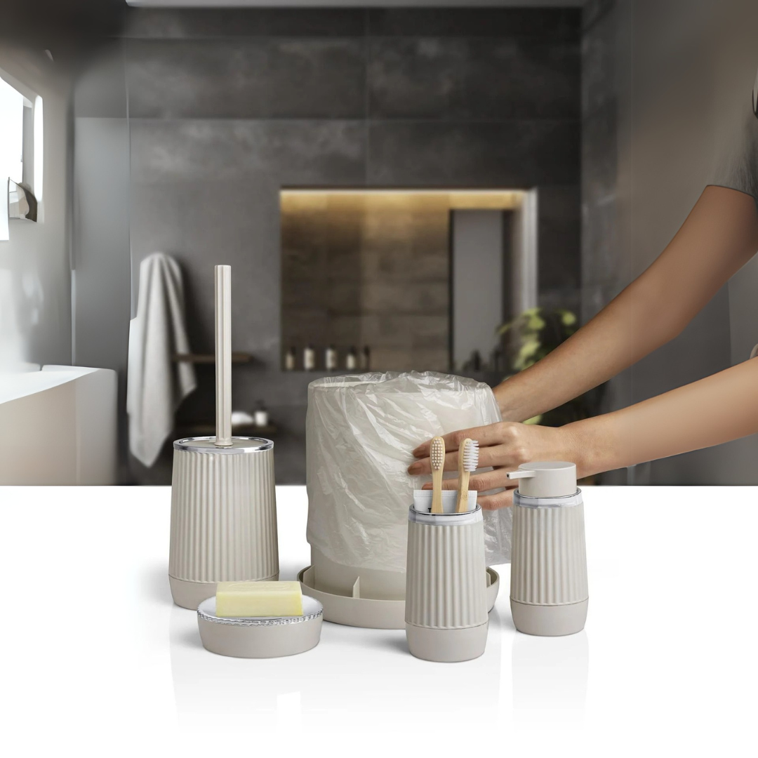 OKY NIDA CHROME BATHROOM SET ROUND 5 PIECE