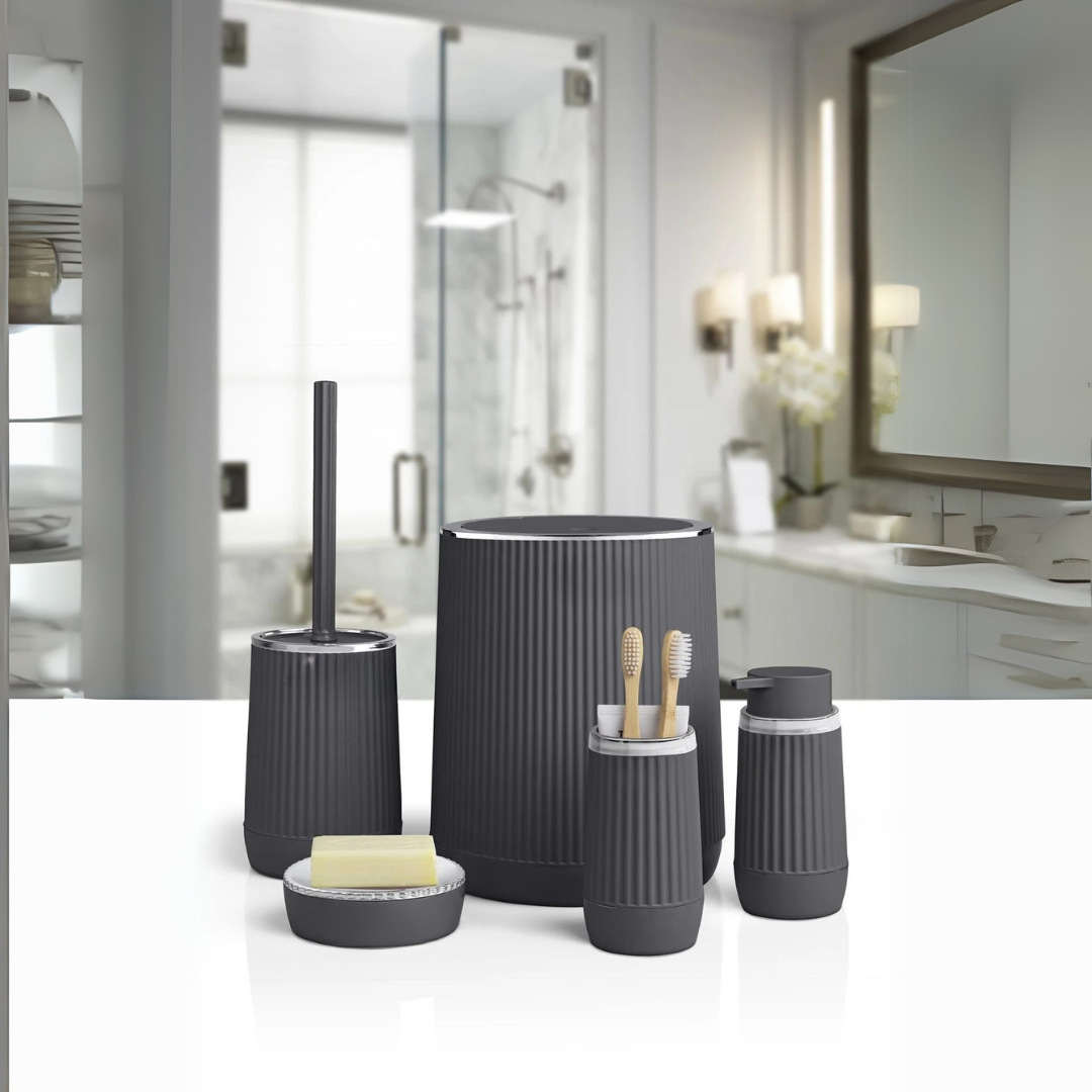 OKY NIDA CHROME BATHROOM SET ROUND 5 PIECE