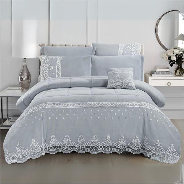 DENTELLE EMBROIDERED COMFORTER DOUBLE/KING SET 7 PIECES