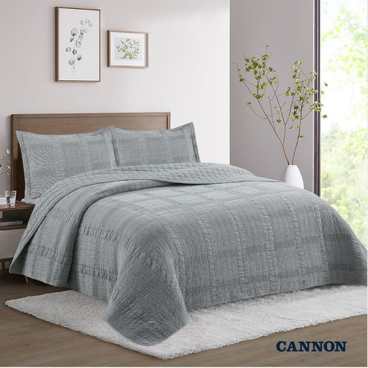 CANNON 100% COTTON STONE WASH BEDSPREAD SQUARE
