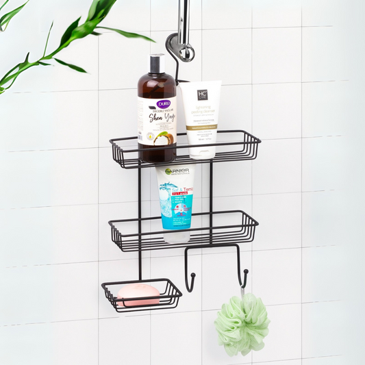 OKY BLACK HANGING SHOWER SHELF ORGANIZER