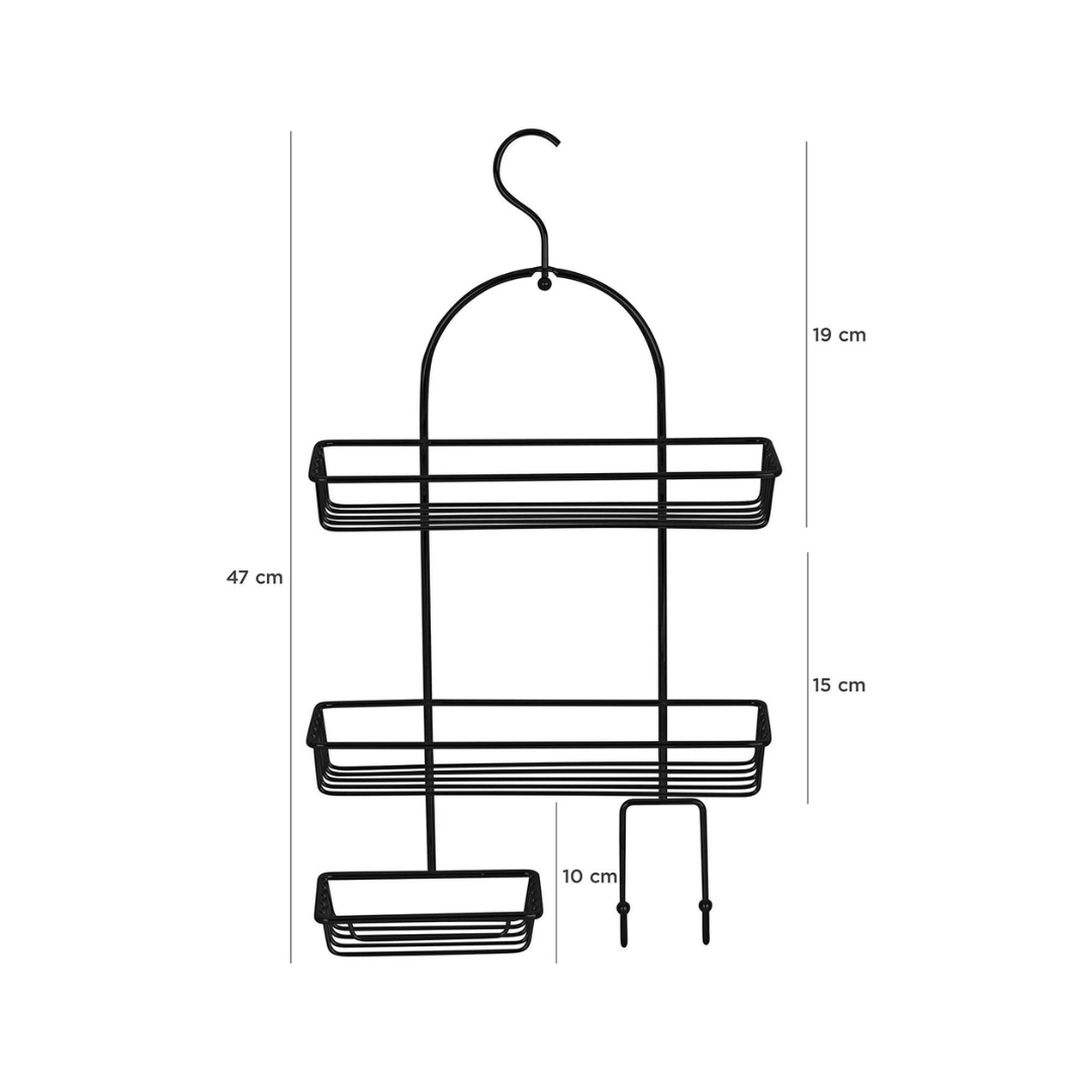 OKY BLACK HANGING SHOWER SHELF ORGANIZER