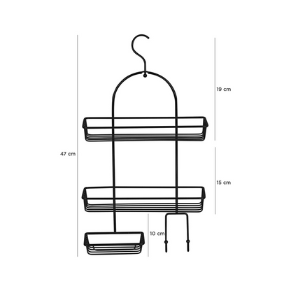 OKY BLACK HANGING SHOWER SHELF ORGANIZER