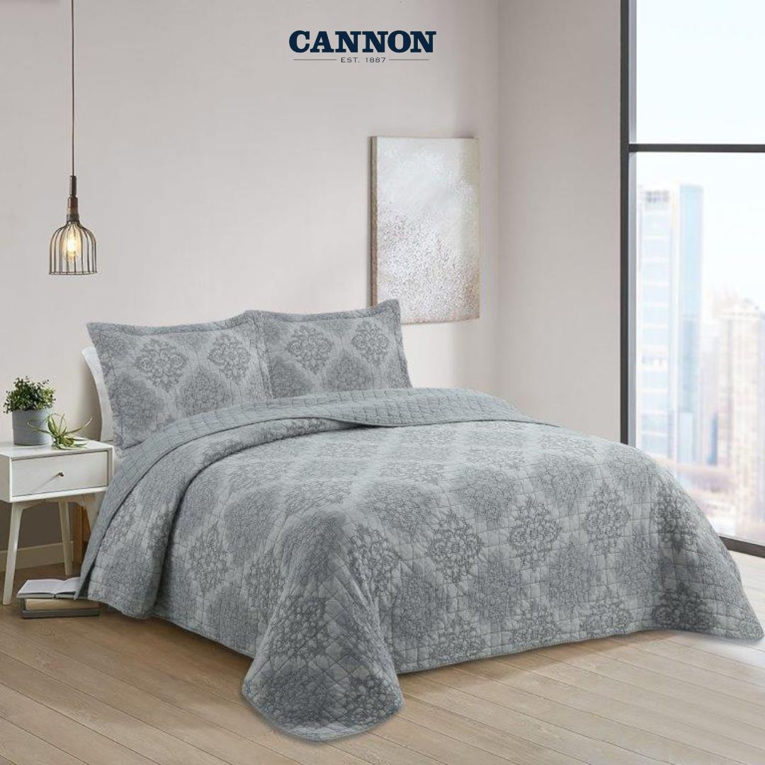 CANNON 100% COTTON STONE WASH BEDSPREAD DIAMOND