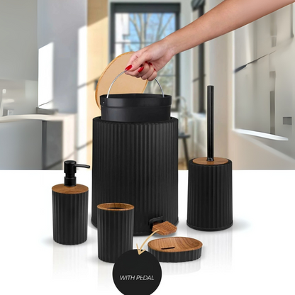 OKY COLISEUM WOODEN BATHROOM SET ROUND 5 PIECE