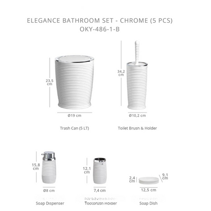 OKY RINK CHROME BATHROOM SET ROUND 5 PIECE