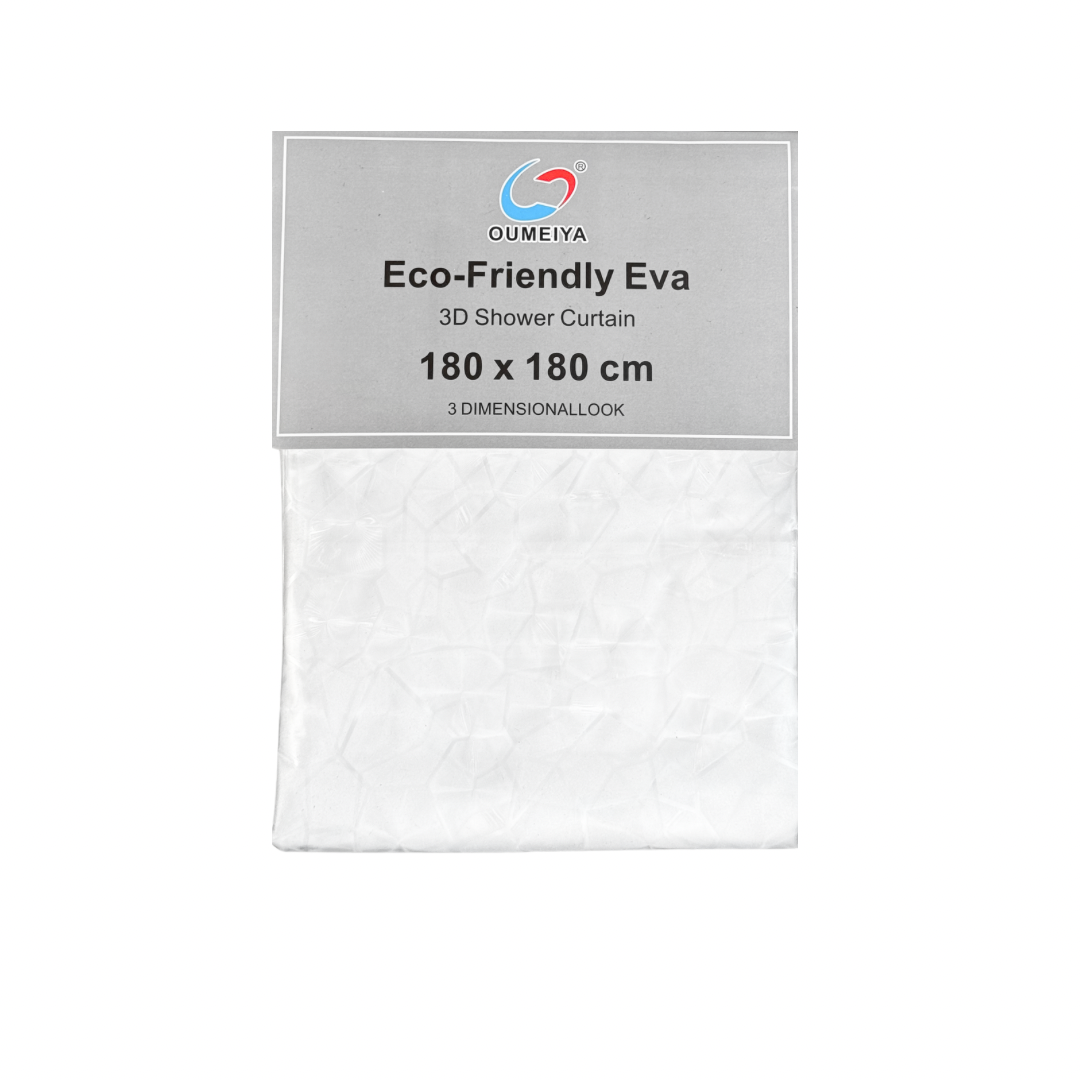 3D EVA SHOWER CURTAIN WHITE TRIANGLES