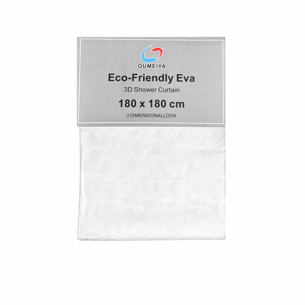 3D EVA SHOWER CURTAIN WHITE TRIANGLES
