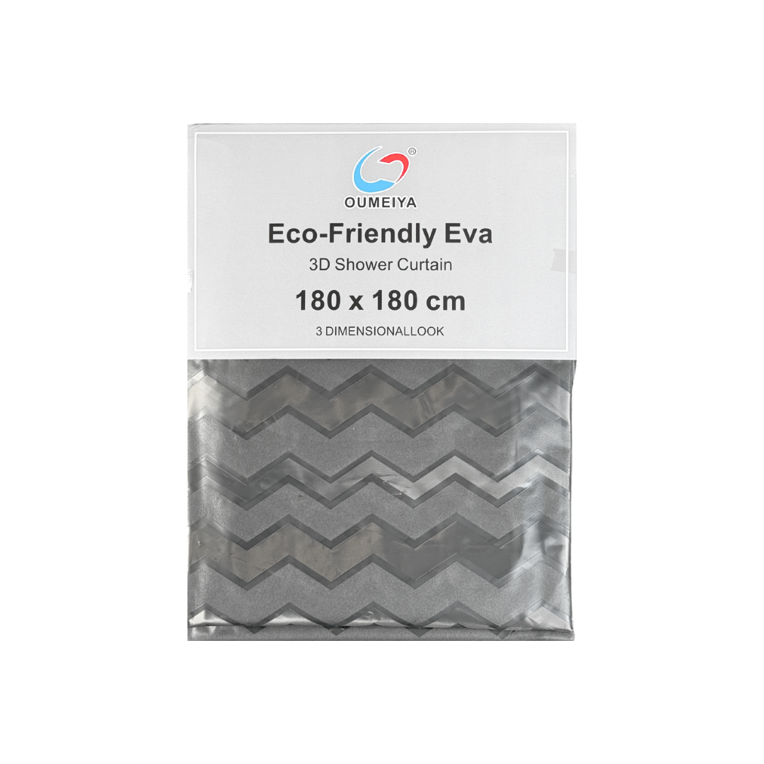 3D EVA SHOWER CURTAIN GREY ZIGZAG
