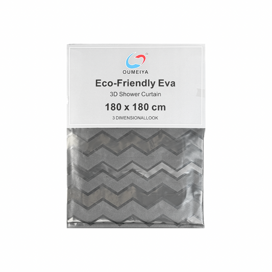 3D EVA SHOWER CURTAIN GREY ZIGZAG