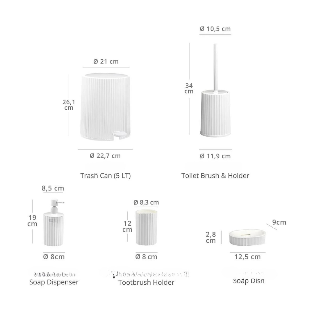 OKY COLISEUM SOLID BATHROOM SET ROUND 5 PIECE