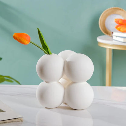WHITE CERAMIC VASE 6 BUBBLE BUD