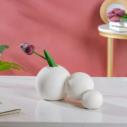 WHITE CERAMIC VASE 3 BUBBLE BUD