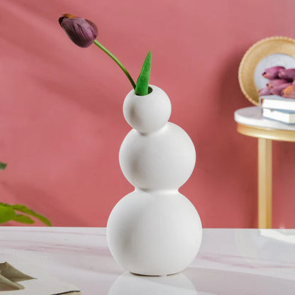 WHITE CERAMIC VASE 3 BUBBLE BUD