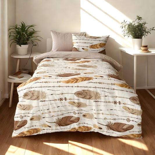 COMFYB 100% COTTON REVERSIBLE BED SET FEATHER