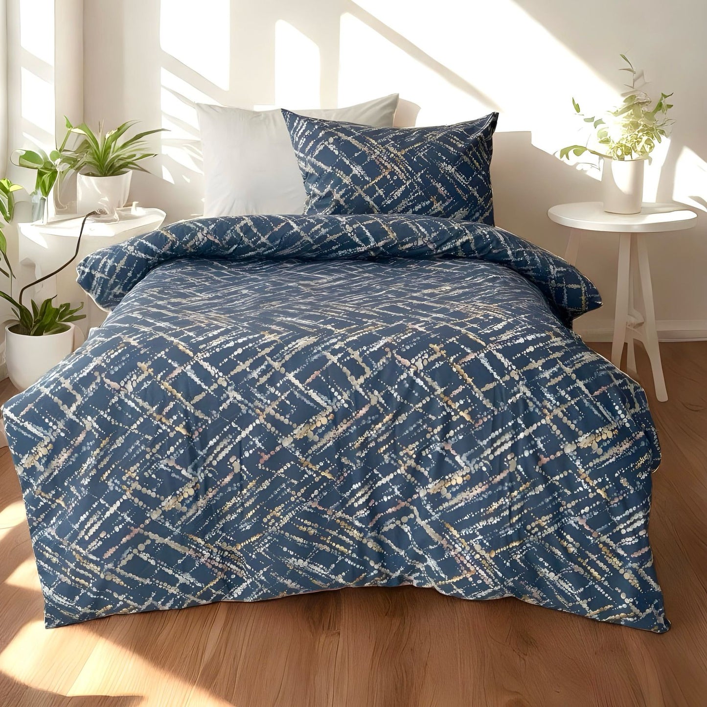 COMFYB 100% COTTON REVERSIBLE BED SET DOTTED