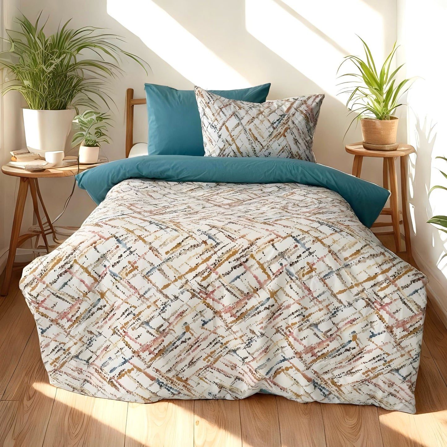 COMFYB 100% COTTON REVERSIBLE BED SET DOTTED