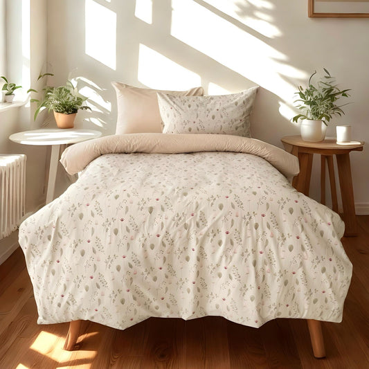 COMFYB 100% COTTON REVERSIBLE BED SET LEAVE