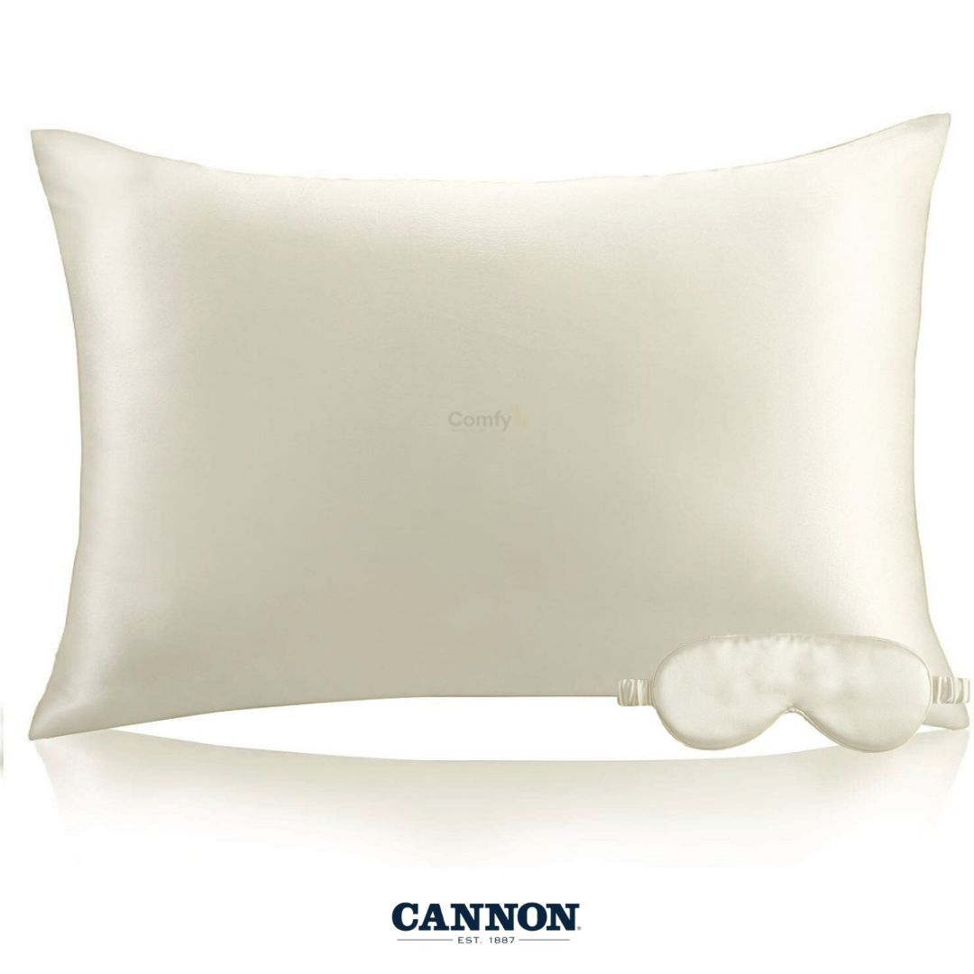 CANNON 100% NATURAL SILK PILLOWCASE & EYE MASK SET 2-PIECE