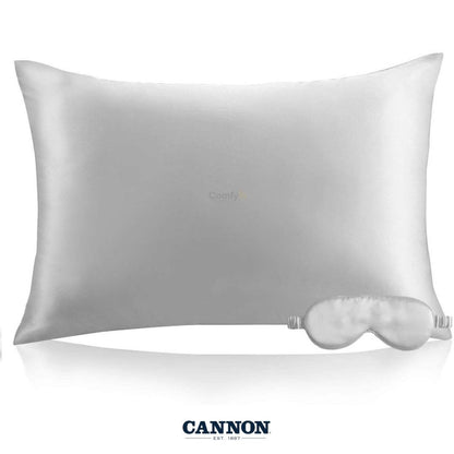 CANNON 100% NATURAL SILK PILLOWCASE & EYE MASK SET 2-PIECE