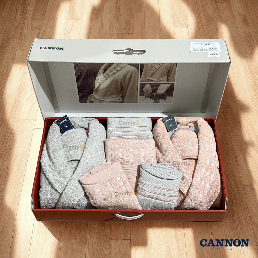 CANNON 100% COTTON BATHROBE SET 12 PIECES