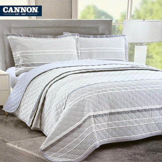 CANNON 100% COTTON PRINTED BEDSPREAD SET 3-PIECE NADS