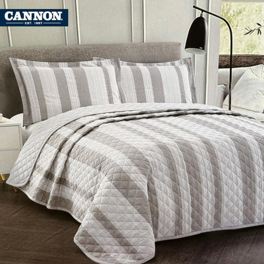 CANNON 100% COTTON PRINTED BEDSPREAD SET 3-PIECE NATS