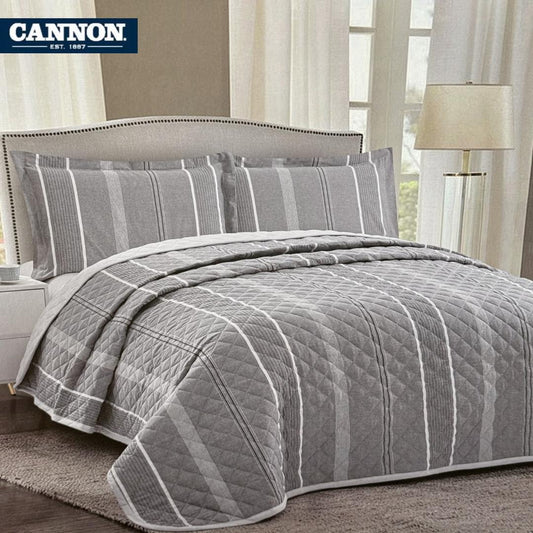 CANNON 100% COTTON PRINTED BEDSPREAD SET 3-PIECE NAFS