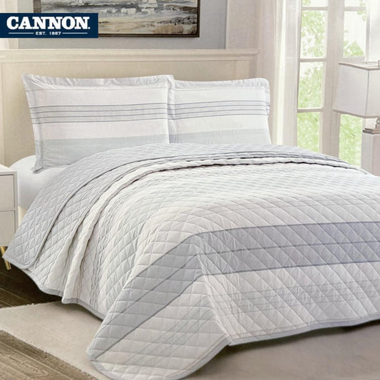 CANNON 100% COTTON PRINTED BEDSPREAD SET 3-PIECE NABS