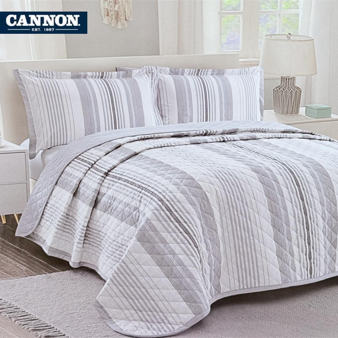 CANNON 100% COTTON PRINTED BEDSPREAD SET 3-PIECE SEIP