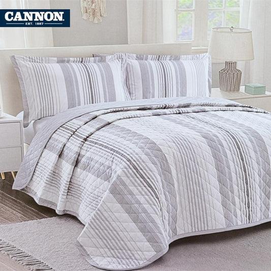 CANNON 100% COTTON PRINTED BEDSPREAD SET 3-PIECE SEIP