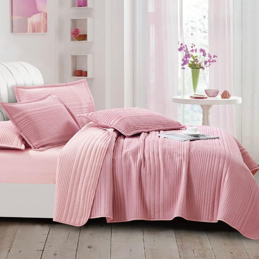 STRIPED MICROFIBER BEDSPREAD SET