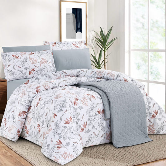 AYO PRINTED COMFORTER & BEDSPREAD SET GREY