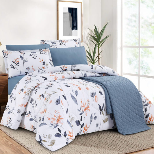 AYO PRINTED COMFORTER & BEDSPREAD SET BLUE