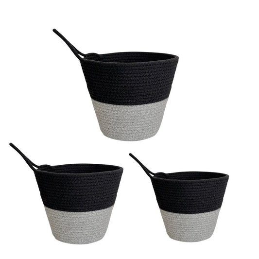 PND WOVEN ROUND BASKET SET 3-PIECE WITH HANDLE