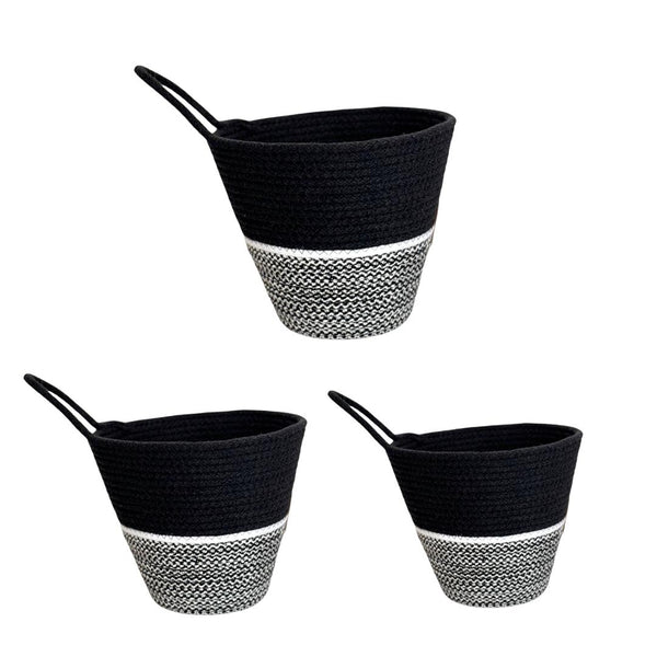 PND WOVEN ROUND BASKET SET 3-PIECE WITH HANDLE