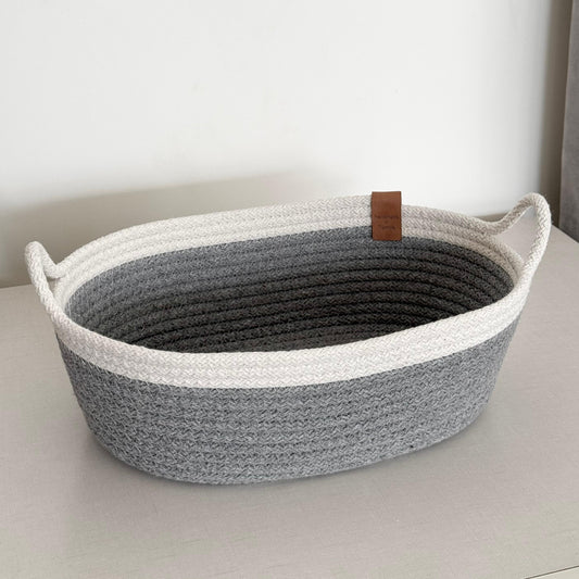 PND WOVEN OVAL BASKET WITH HANDLES