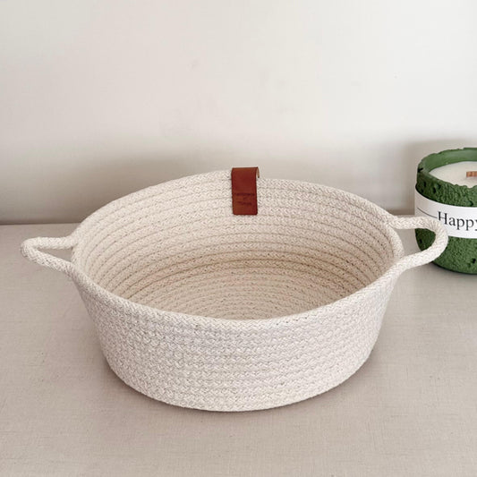 PND WOVEN ROUND BASKET WITH HANDLES