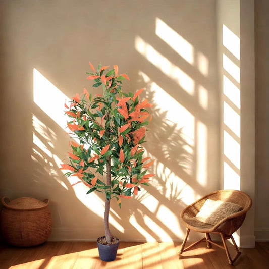 ARTIFICIAL LEAF FICUS TREE RED AND GREEN