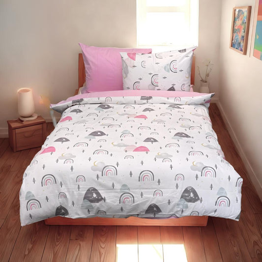 COMFYB 100% COTTON RAINBOW PINK BED SET