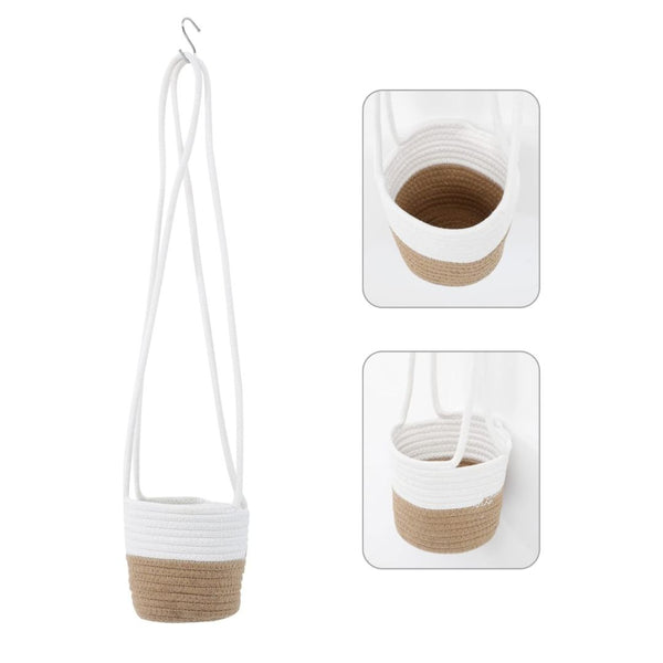 COTTON ROPE HANGING PLANTER UP